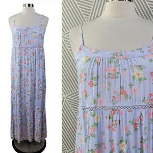New Prim Rose size Medium Dress Maxi floral Strappy boho long nwt blue pink